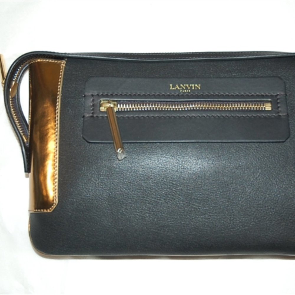 Black & metallic gold clutch by Lanvin, NWT
